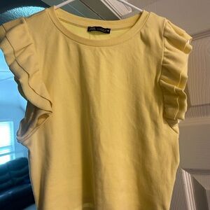 ZARA Ruffle Yellow Top|Large|